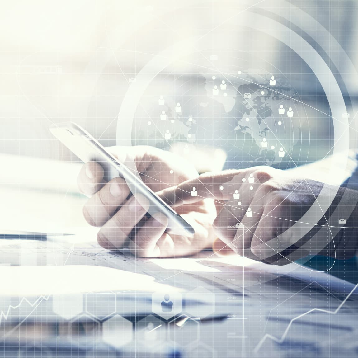 Close up of a man using a smartphone